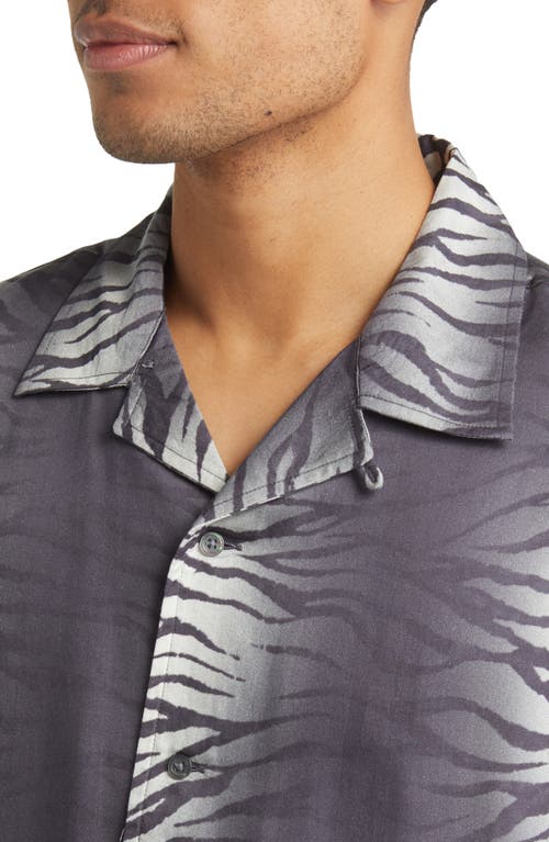 John Varvatos Danny Short Sleeve Button-up Camp Shirt In Black