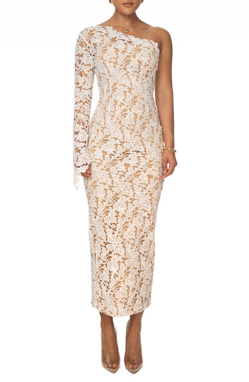 JLUXLABEL True Love One-Shoulder Long Sleeve Lace Dress White at Nordstrom,