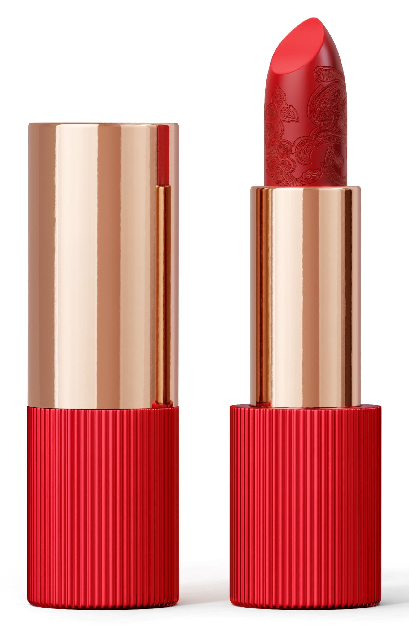 La Perla Refillable Matte Silk Lipstick in Poppy Red at Nordstrom