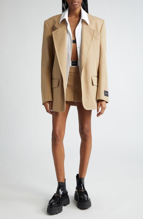 Shop Alexander Wang Prestyled Shirt Inset Oversize Boxy Twill Blazer In Chino