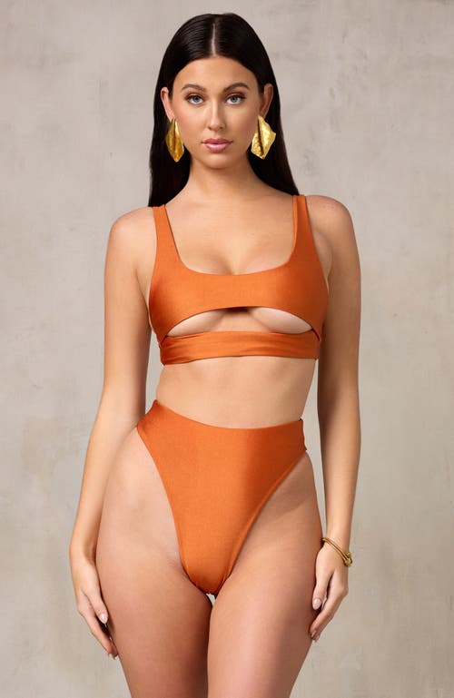 Mbm Swim Lucky Bikini Top In Burnt Orange