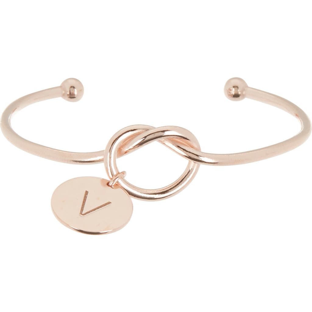Meshmerise Love Knot Initial Bracelet In Rose-v