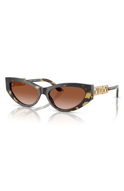 Versace Bright Greca Embellished Cat-eye Sunglasses In Havana