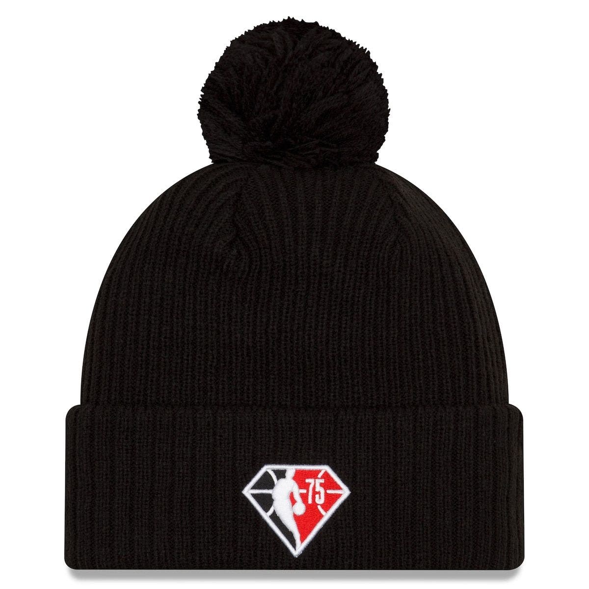 Color Pom Cuffed Knit Hat 