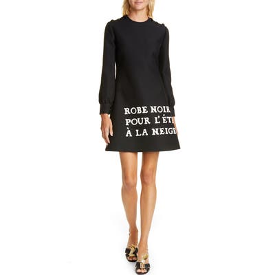 Gucci Print Long Sleeve Crepe Cady Dress, US / 40 IT - Black