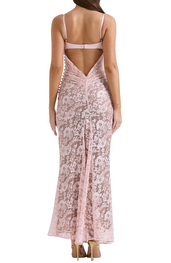 House Of Cb Azzurra Metallic Lace Body-con Gown In Pink