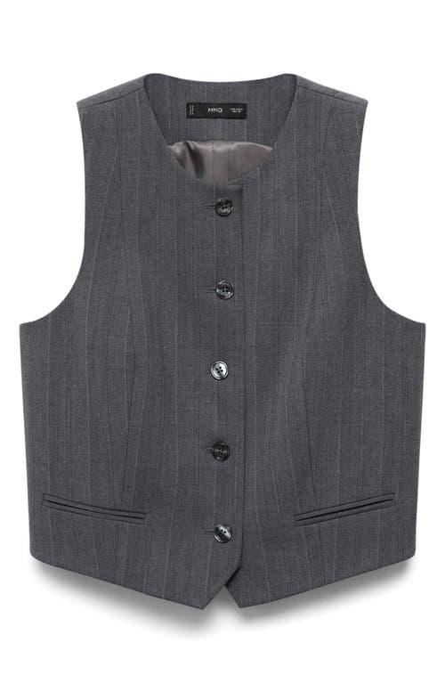 Mango Pinstripe Vest In Grey