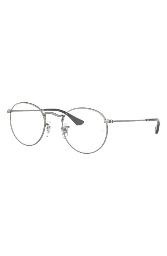 Shop Ray Ban 50mm Round Optical Glasses In Matte Gunmetal