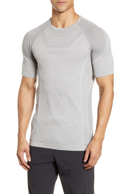 Alo Yoga Amplify Seamless Technical T-shirt In Athletic Heather Grey