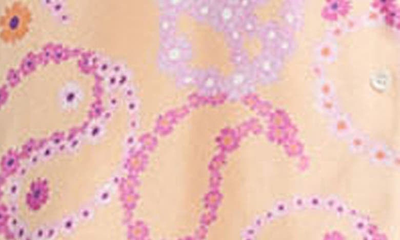 Sandro Kimy Printed Silk Button Down Shirt In Peach