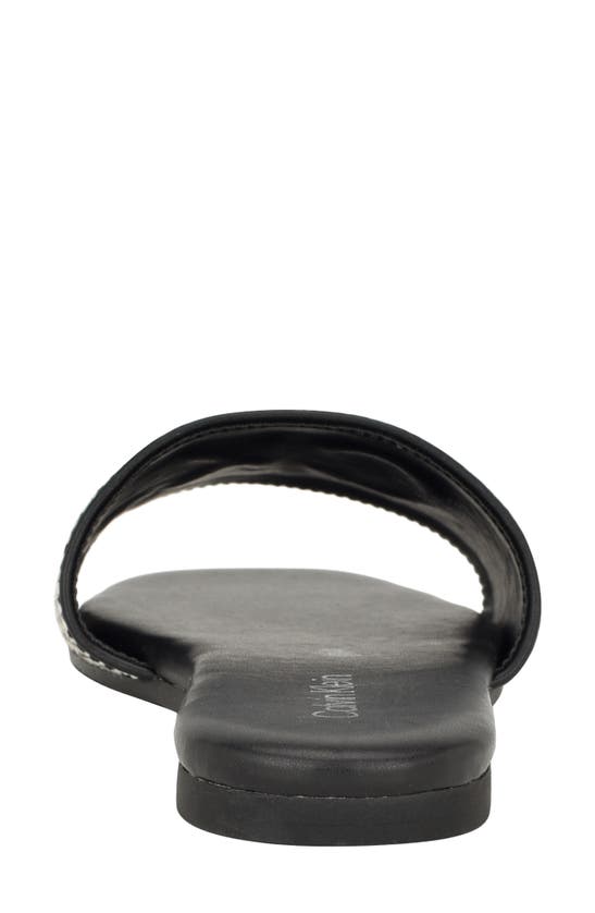 Calvin Klein Yides Womens Logo Textured Slide Sandals In Black01
