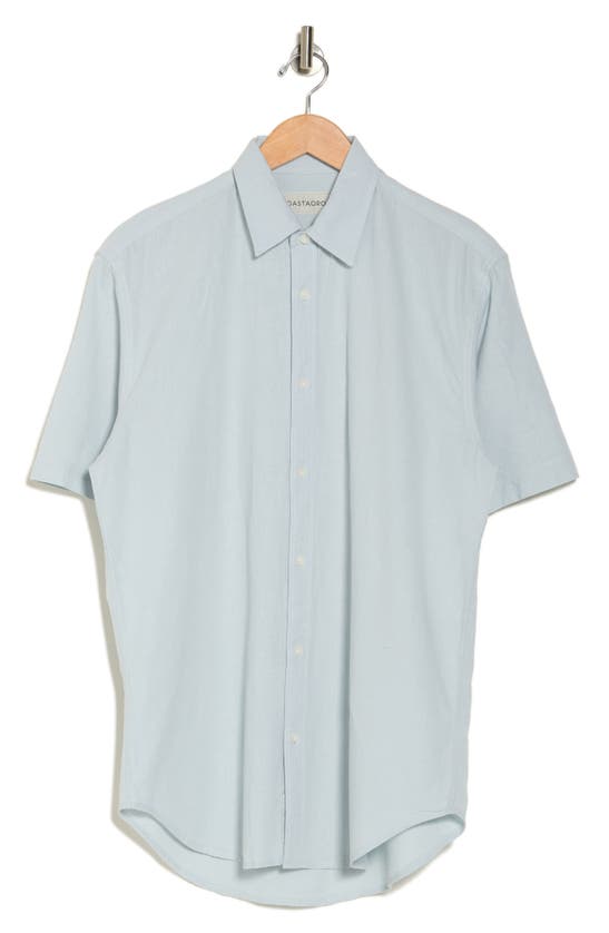 Shop Coastaoro Aarav Short Sleeve Linen Blend Button-up Shirt In Light Blue