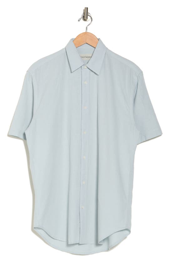 Coastaoro Aarav Short Sleeve Linen Blend Button-up Shirt In Light Blue