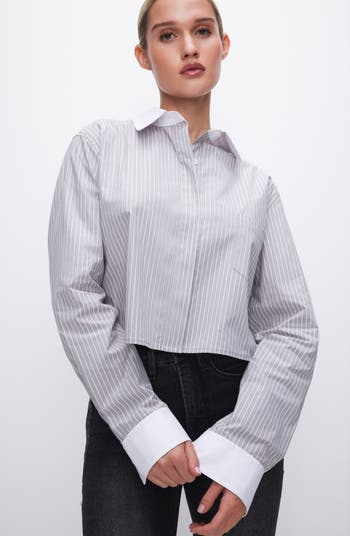 Poplin Stripe Cropped Shirt