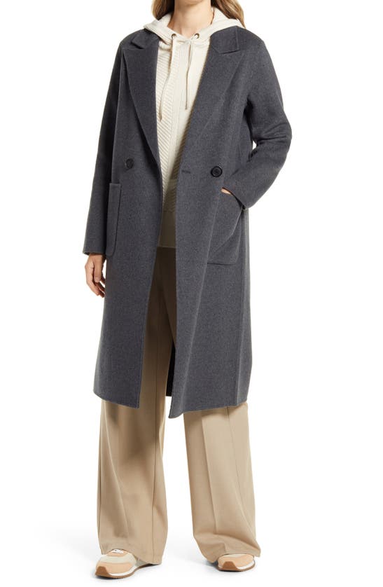 Halogenr Double Face Wool Coat In Grey Dark Charcoal Heather 