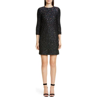 St. John Collection Confetti Sequin Knit Shift Dress, Black