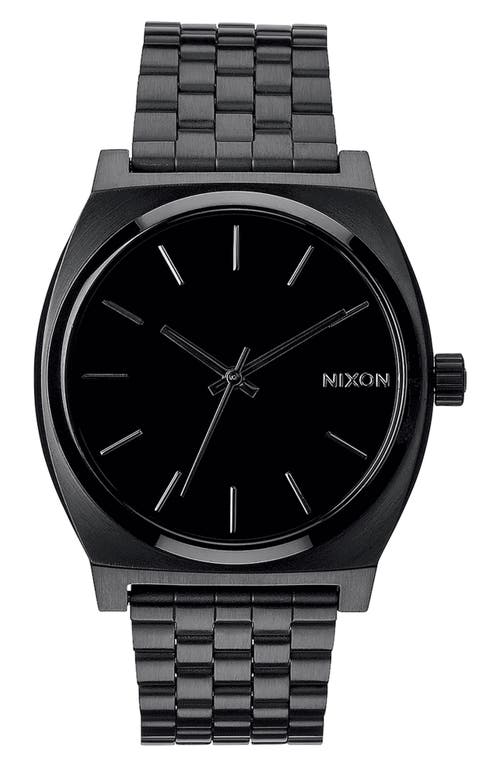 Nixon 'the Time Teller' Stainless Steel Bracelet Watch, 37mm In Black/black