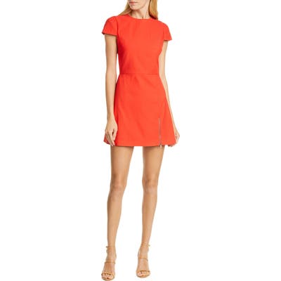 Alice + Olivia Maya Exposed Zip Minidress, Red