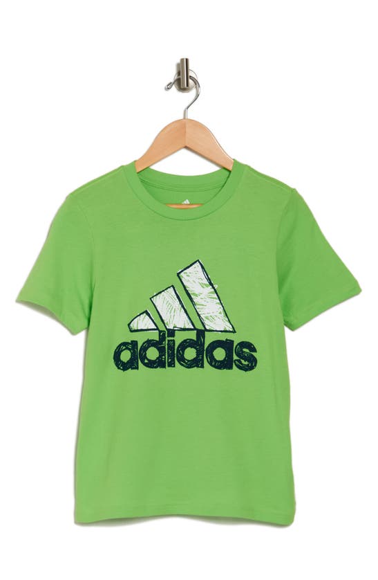 Shop Adidas Originals Adidas Kids' Sketchy Logo Cotton Graphic T-shirt In Bright Green