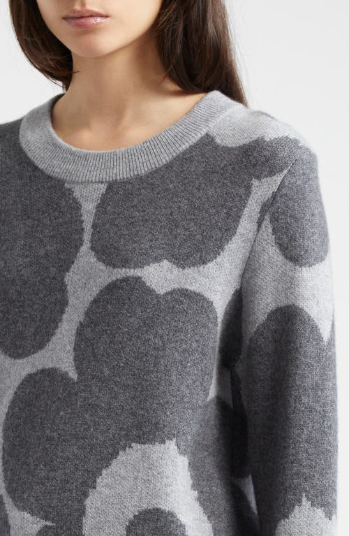 Shop Marimekko Aukio Unikko Wool & Cashmere Sweater In Dark Grey Grey