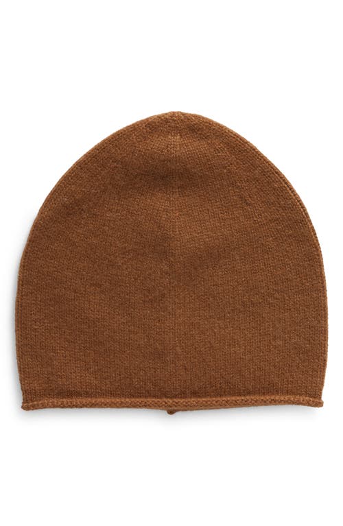 Boiled Cashmere Chunky Knit Beanie in Mink