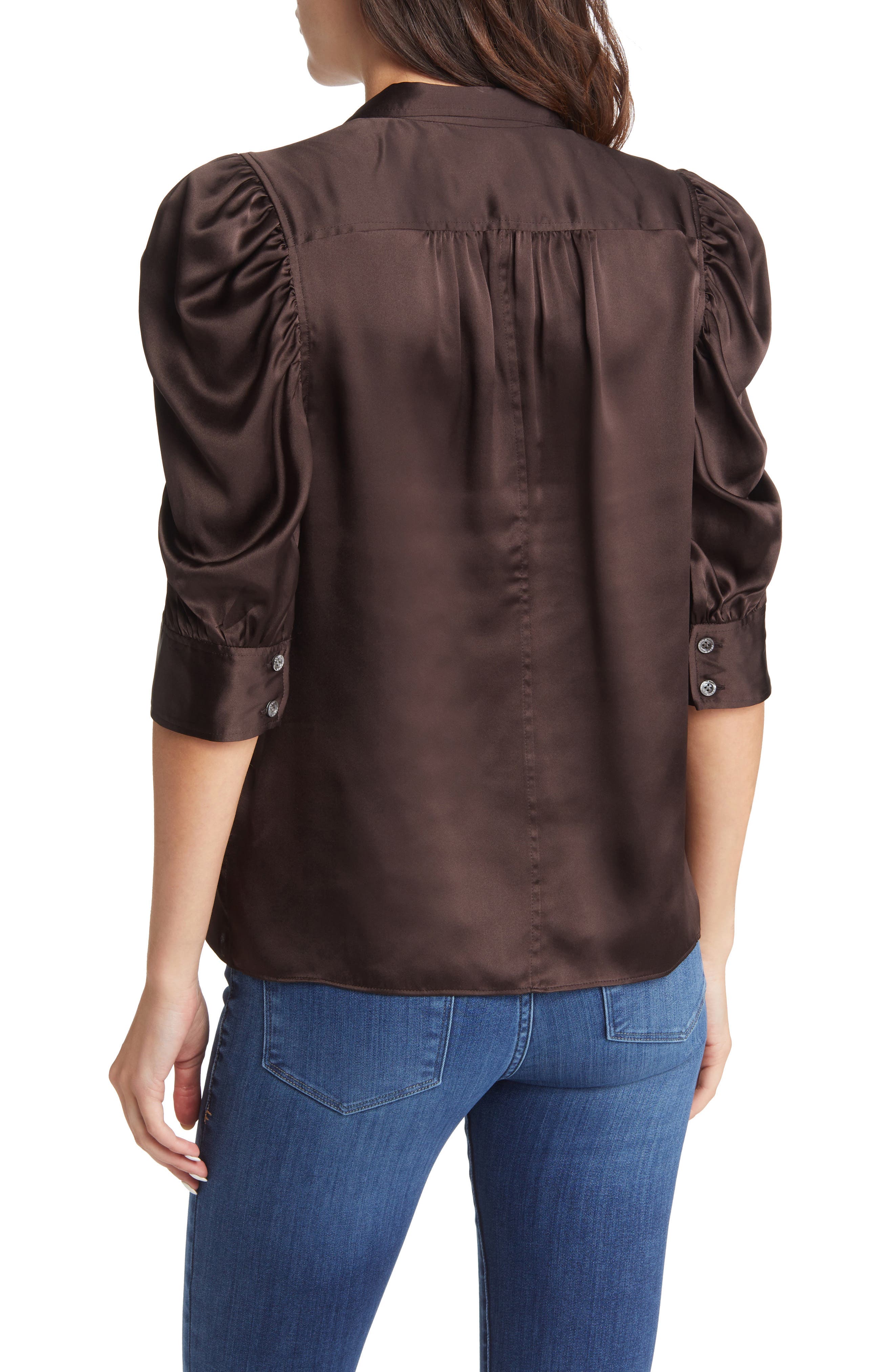 FRAME Gillian ThreeQuarter Sleeve Silk ButtonUp Shirt Nordstrom
