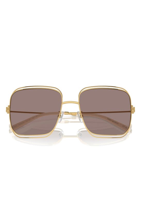 Tory Burch 57mm Eleanor Square Sunglasses In Gold