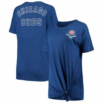 Chicago Cubs Women's Plus Size Notch Neck T-Shirt - White/Royal
