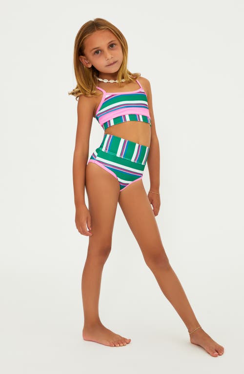 Shop Beach Riot Kids' Little Eva & Emmie Colorblock Rib Two-piece Swimsuit In Jelly Bean