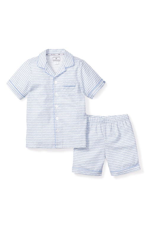 Petite Plume La Mer Two-Piece Short Sleeve Pajamas Blue at Nordstrom,