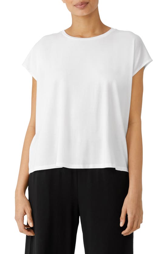 Eileen Fisher Jersey Crewneck Boxy T-shirt In White
