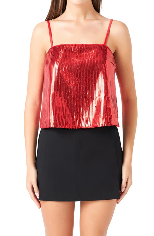 Endless Rose Sequin Crop Camisole Red at Nordstrom,