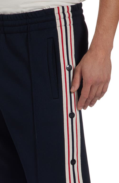 Shop Golden Goose Side Stripe Snap Track Pants In Dark Blue/papyrus