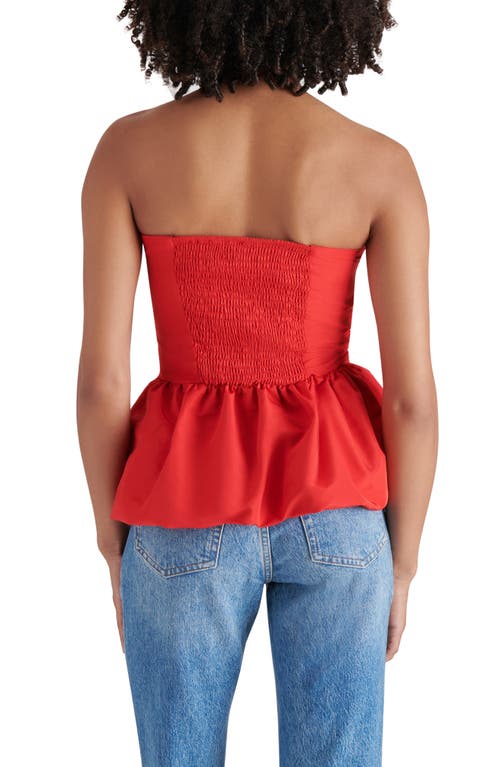 Shop Steve Madden Amari Strapless Peplum Top In Red