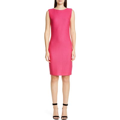 St. John Collection Texture Knit Wool Blend Sheath Dress, Pink