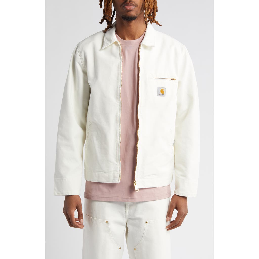 Carhartt Work In Progress Detroit Zip Organic Cotton Canvas Utility Jacket In Wax/wax Rinsed