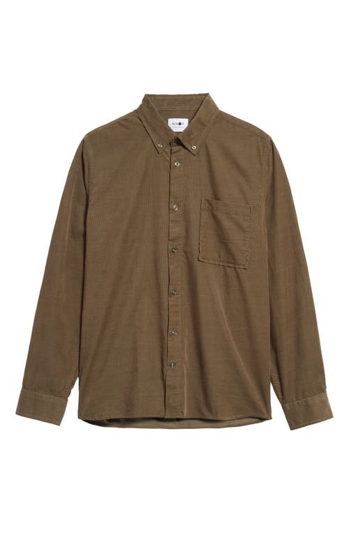 NN07 Arne 5723 Cotton Corduroy Button-Down Shirt in Dark Clay
