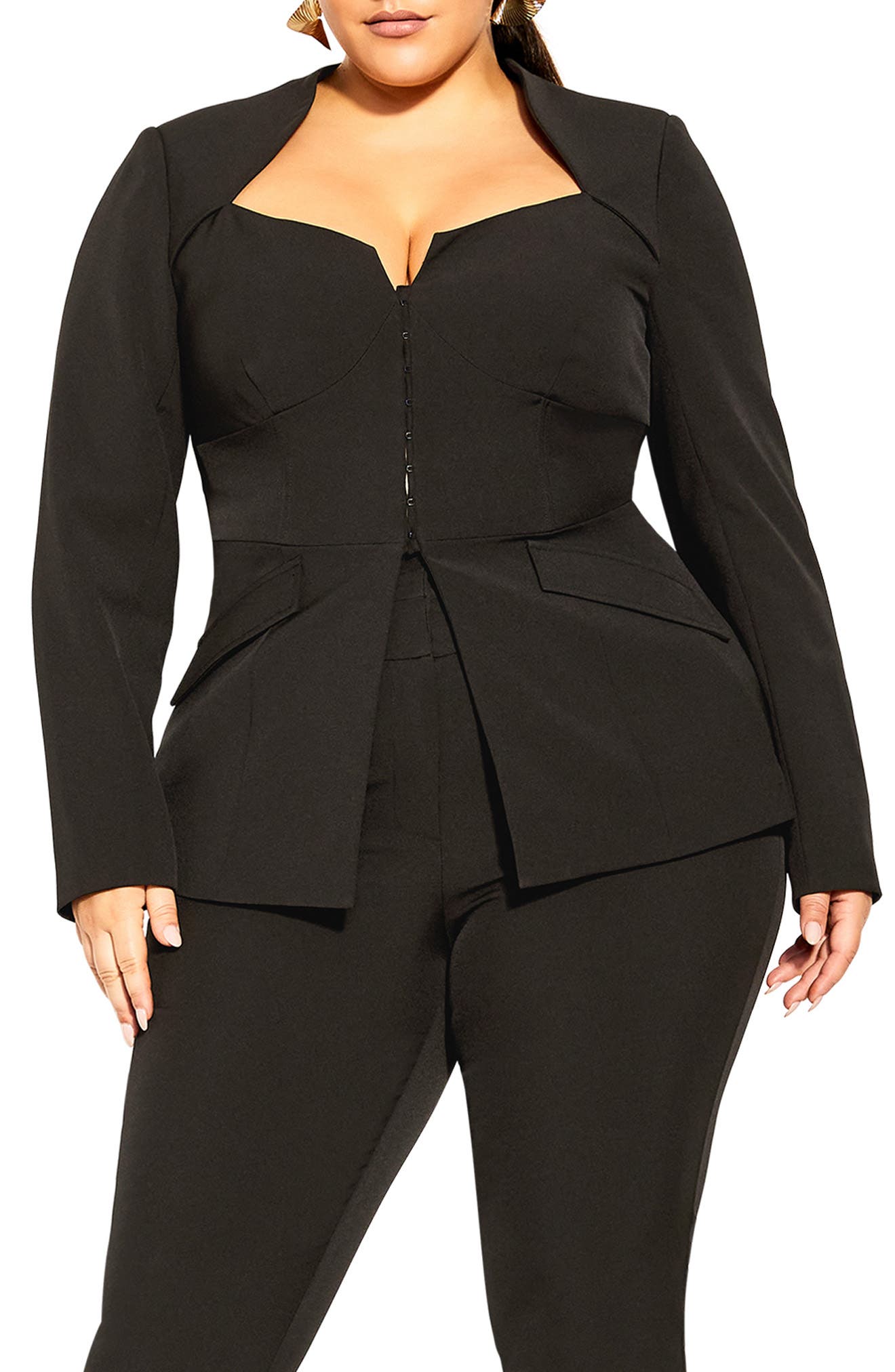 City Chic Women's Plus Size Sheer-Sleeve Blazer 