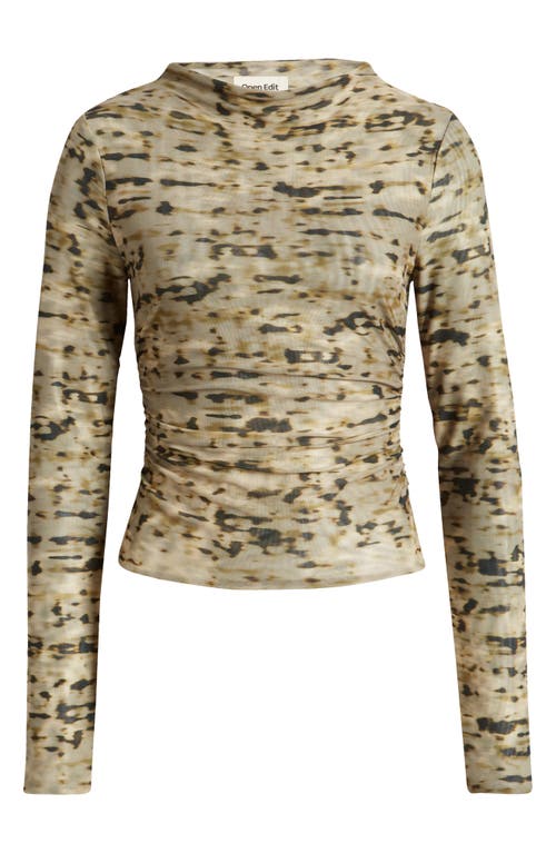 OPEN EDIT OPEN EDIT RUCHED MOCK NECK MESH TOP