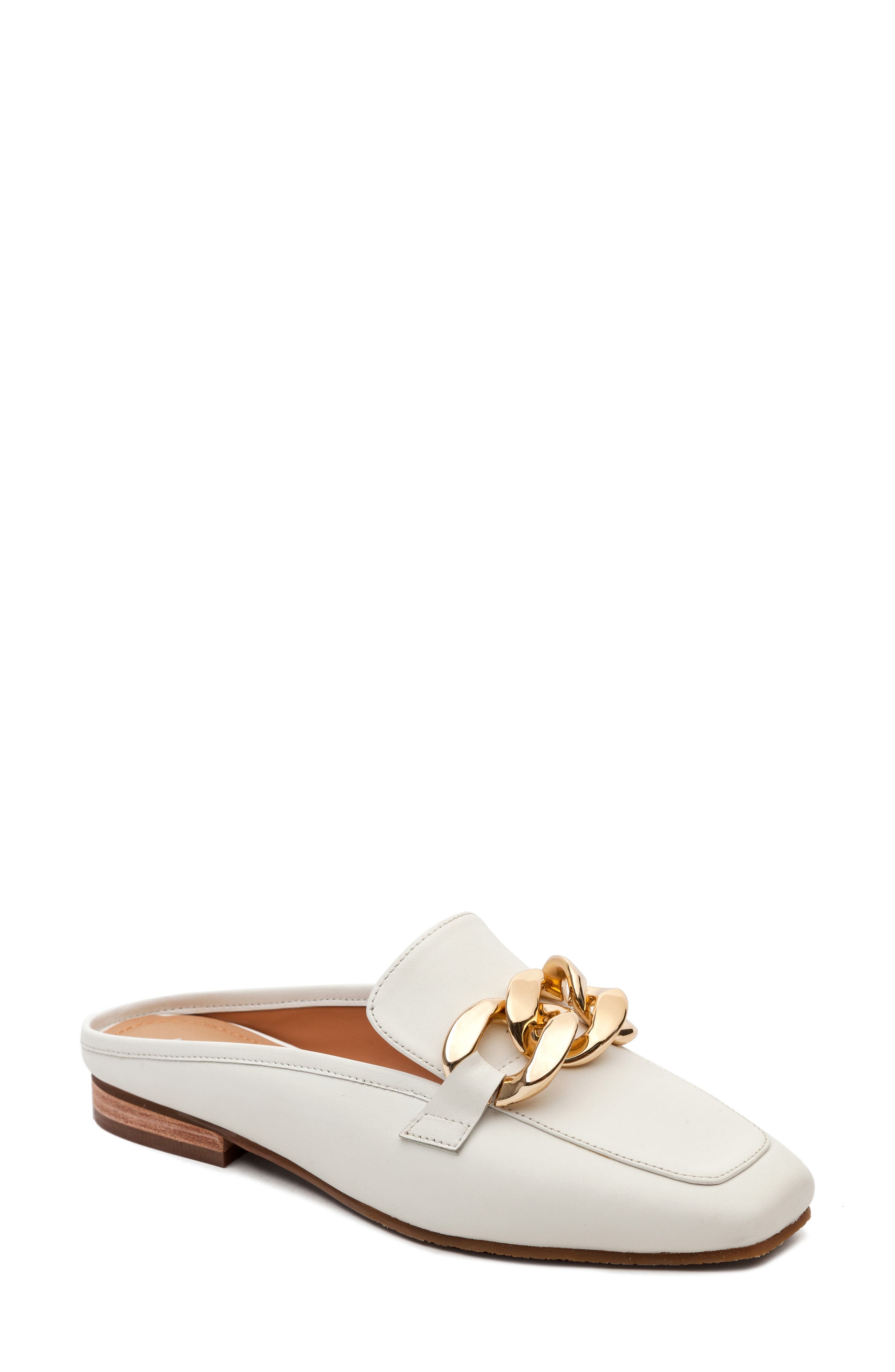 white slip on mule