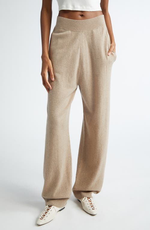 Cashmere Blend Sweater Knit Joggers in Beige