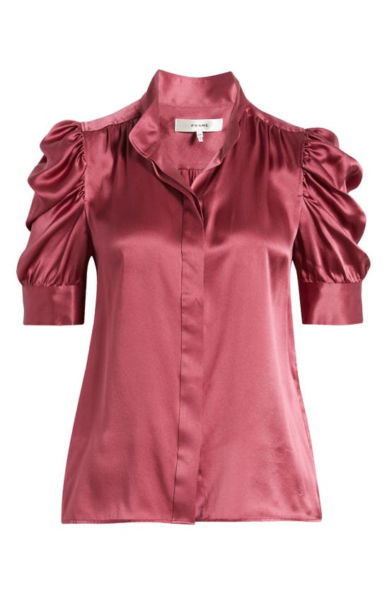 Shop Frame Gillian Silk Button-up Shirt In Dragon Fruit