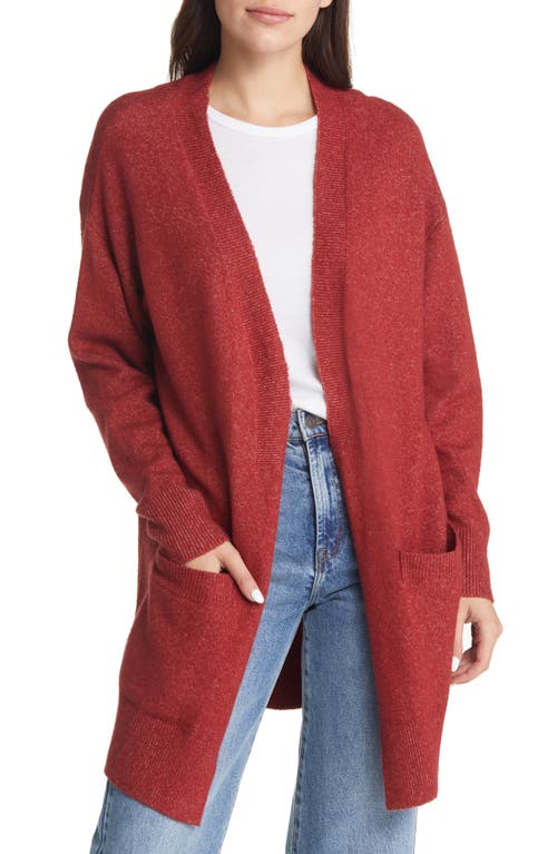 Treasure & Bond Open Front Cotton Blend Cardigan in Red Sun