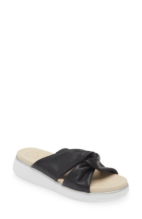 Tiki Platform Slide Sandal in Black Leather