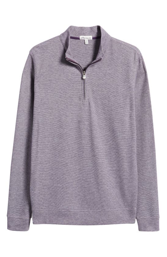 Peter Millar Crown Comfort Interlock Stripe Cotton Blend Quarter Zip Pullover In Dark Plum