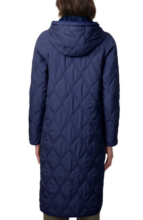 Shop Bernardo Diamond Quilted Hooded Coat In Navy