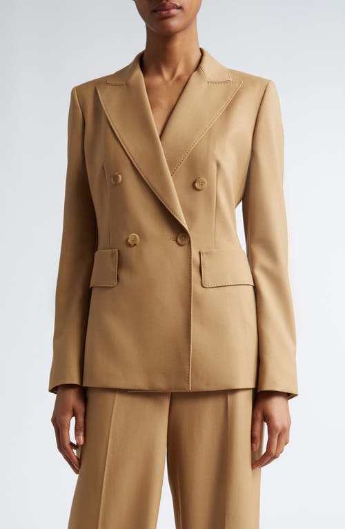 Shop Max Mara Osanna Double Breasted Twill Blazer In Honey