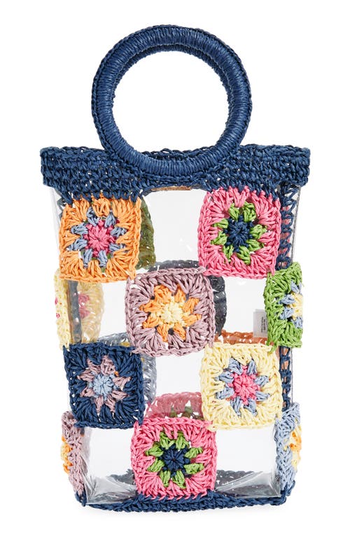 Shop Lele Sadoughi Granny Square Crochet Trim Top-handle Bag In Rainbow Crochet