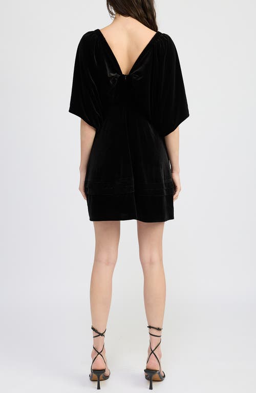 Shop En Saison Avery Bow Front Velvet Minidress In Black