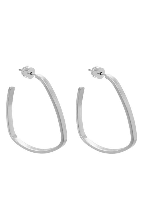 Small Square Hoop Earrings in Silver